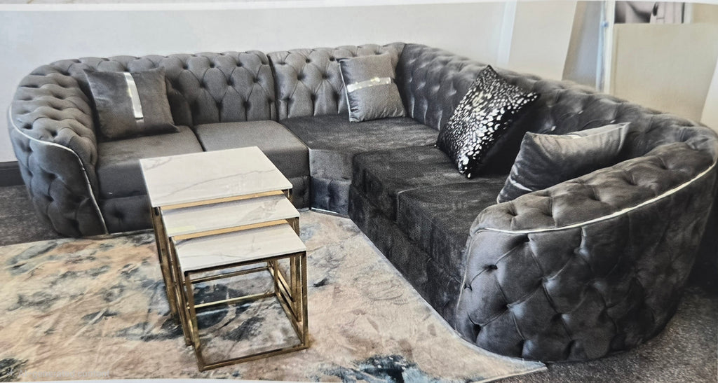 Toronto Chesterfield Plush Fabric 3+2 Seater & Corner Sofas