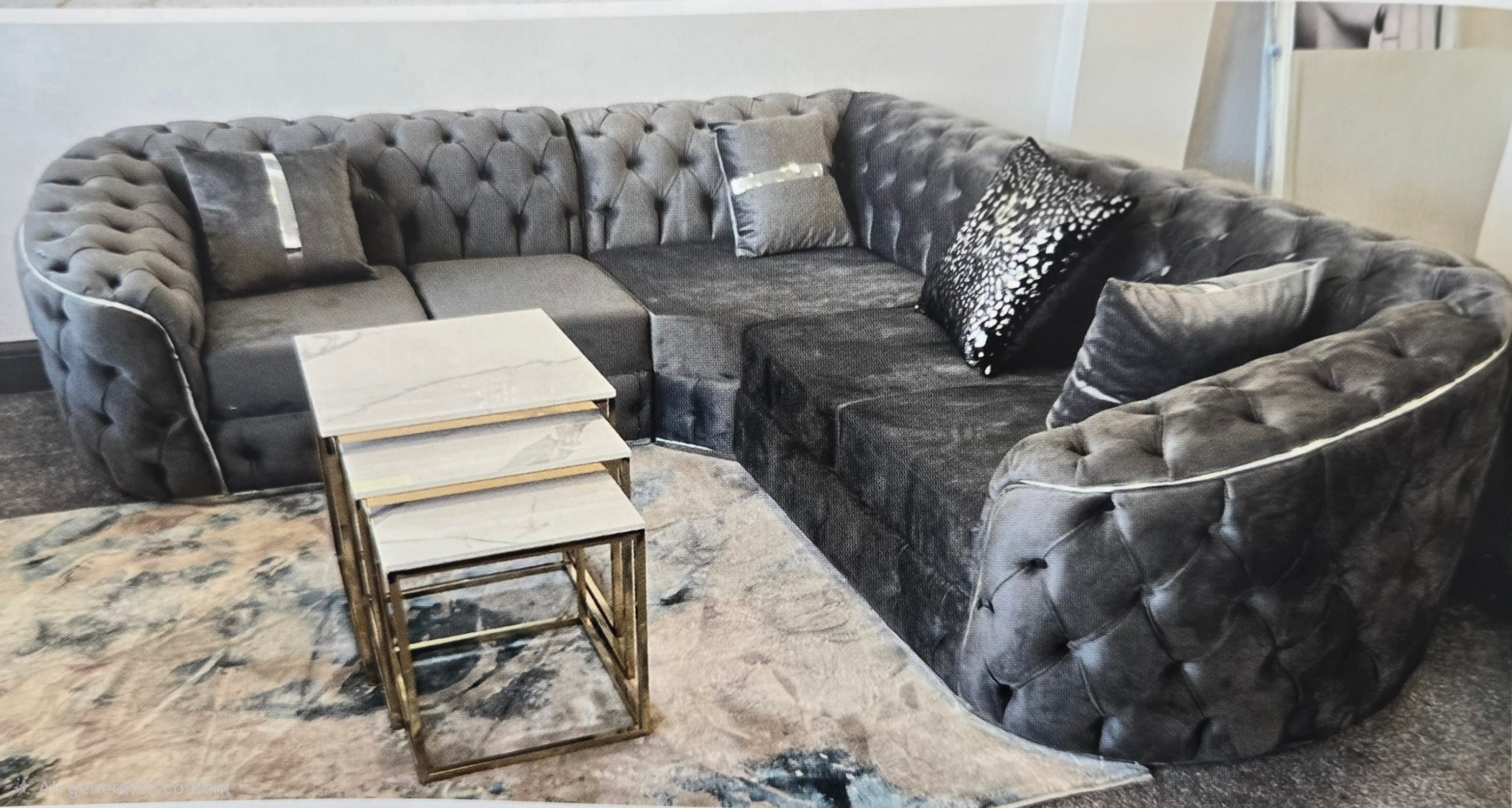 Toronto Chesterfield Plush Fabric 3+2 Seater & Corner Sofas