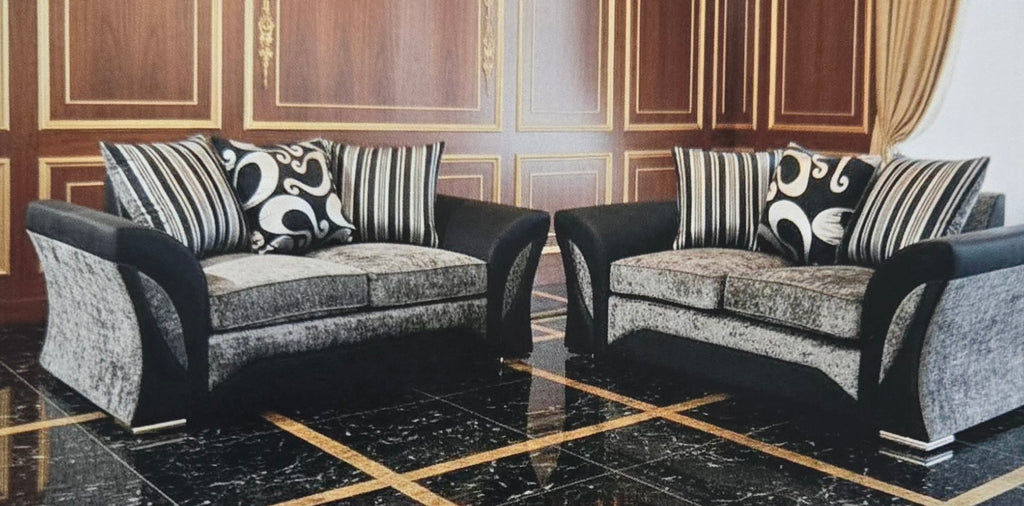 Shannon Fabric Suite Grey & Black