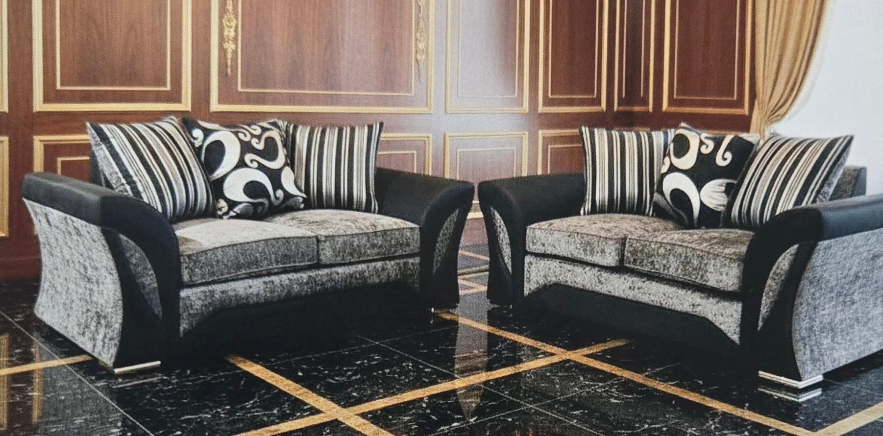 Shannon Fabric Suite Grey & Black