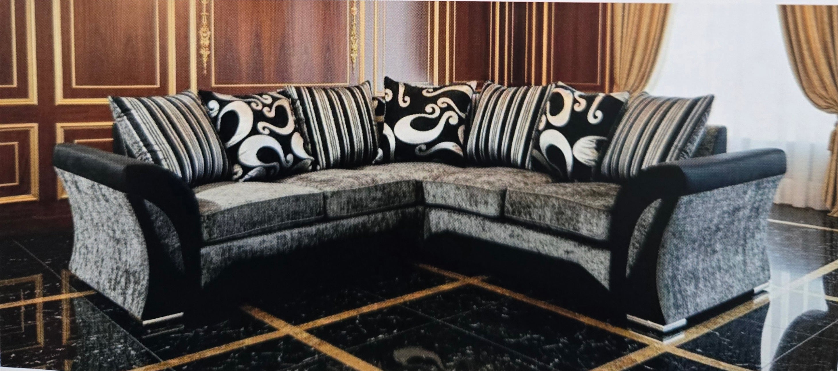 Shannon Fabric Suite Grey & Black