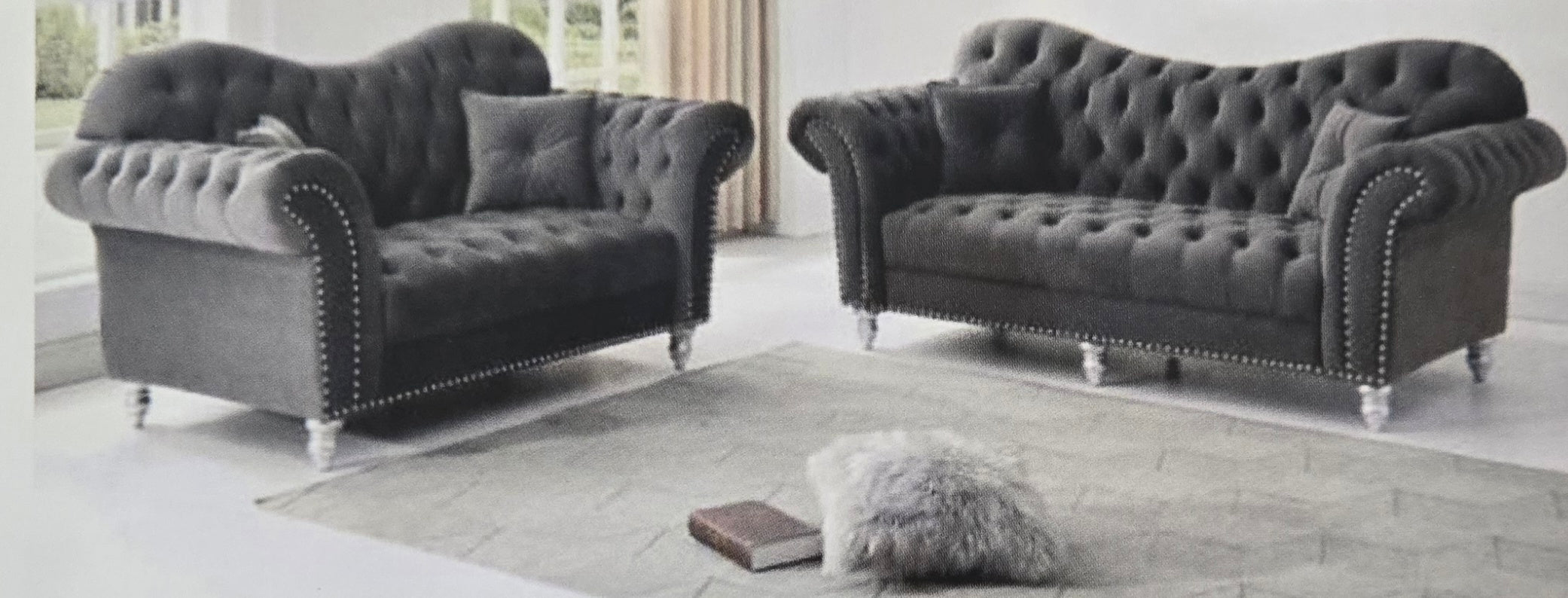 Elegance Chesterfield Grey 3+2 seater & Corner Sofas