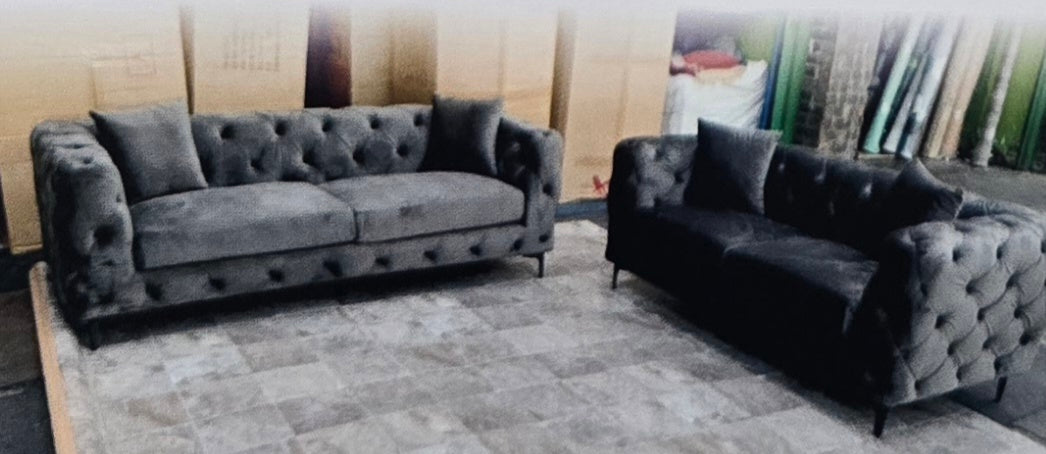 Cleveland Chesterfield Sofas grey 3+2 Seater and Corner Sofas
