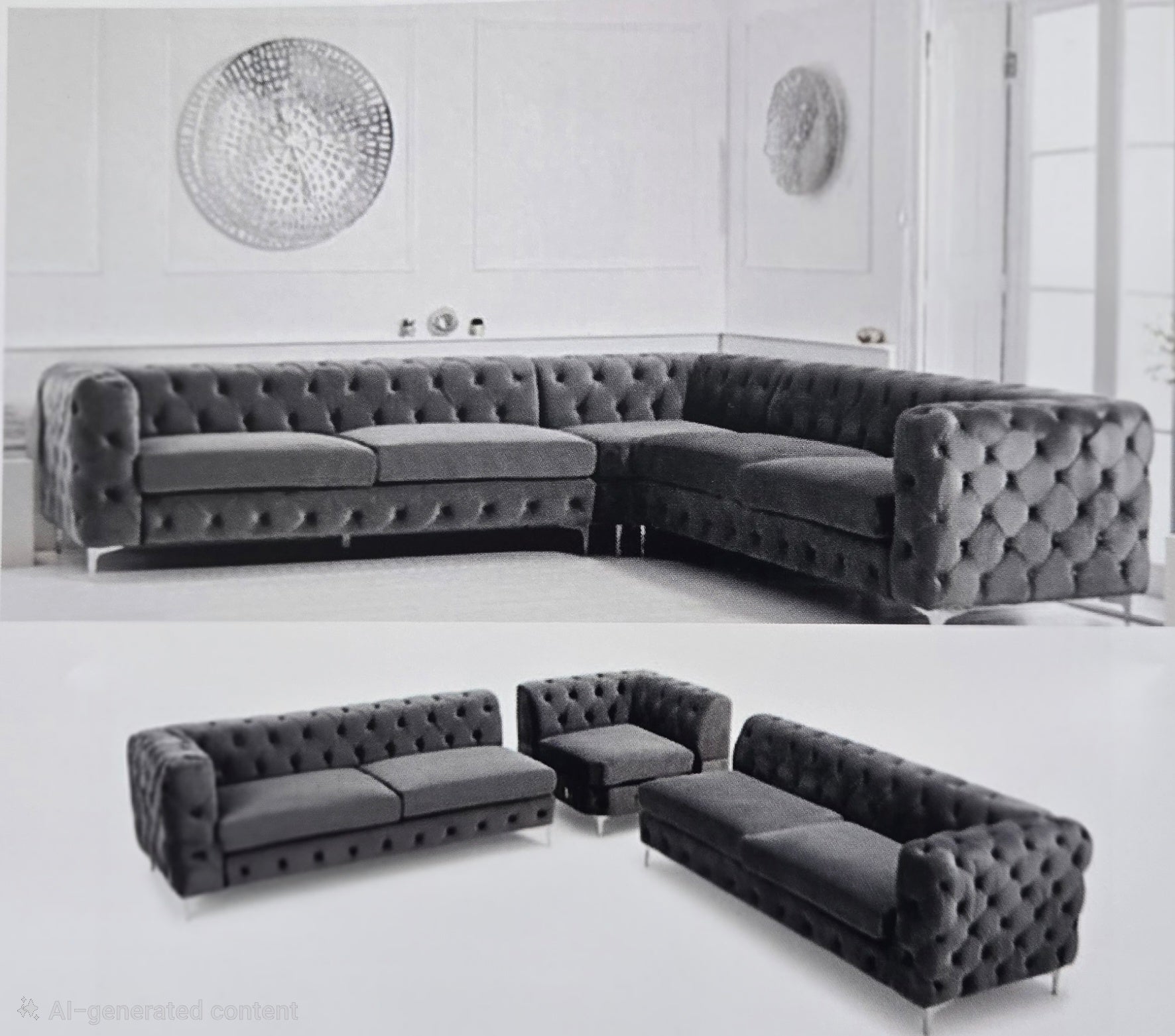 Cleveland Chesterfield Sofas grey 3+2 Seater and Corner Sofas