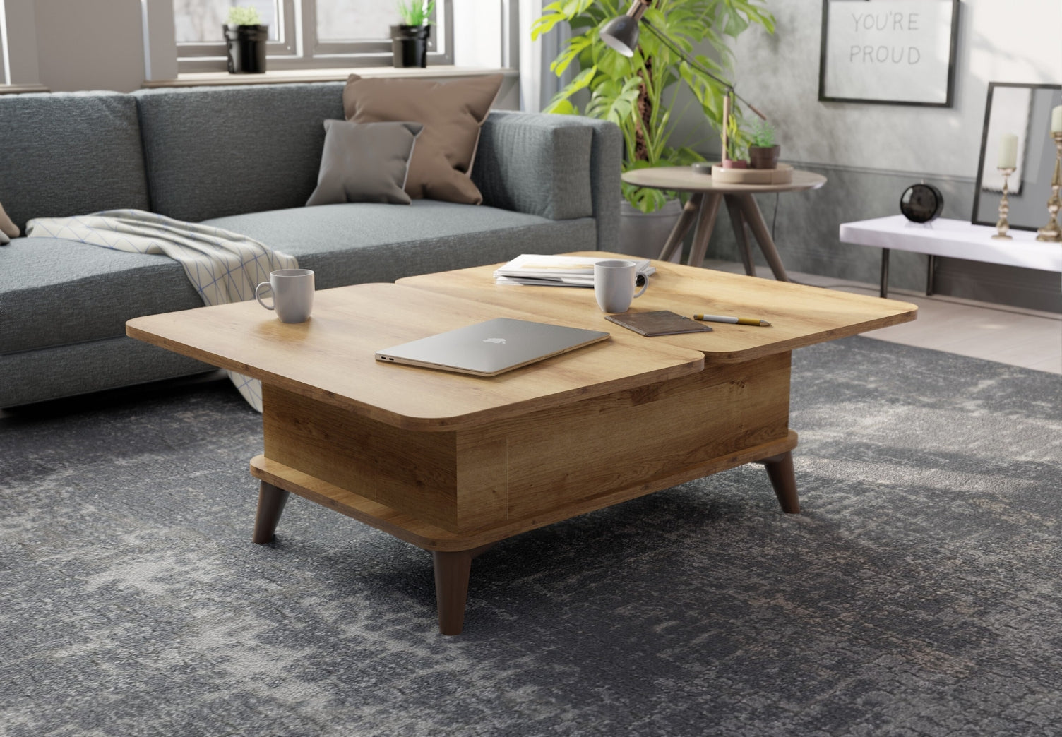 Magic Walnut Extendable Coffee / Dining Table Lift Top Table