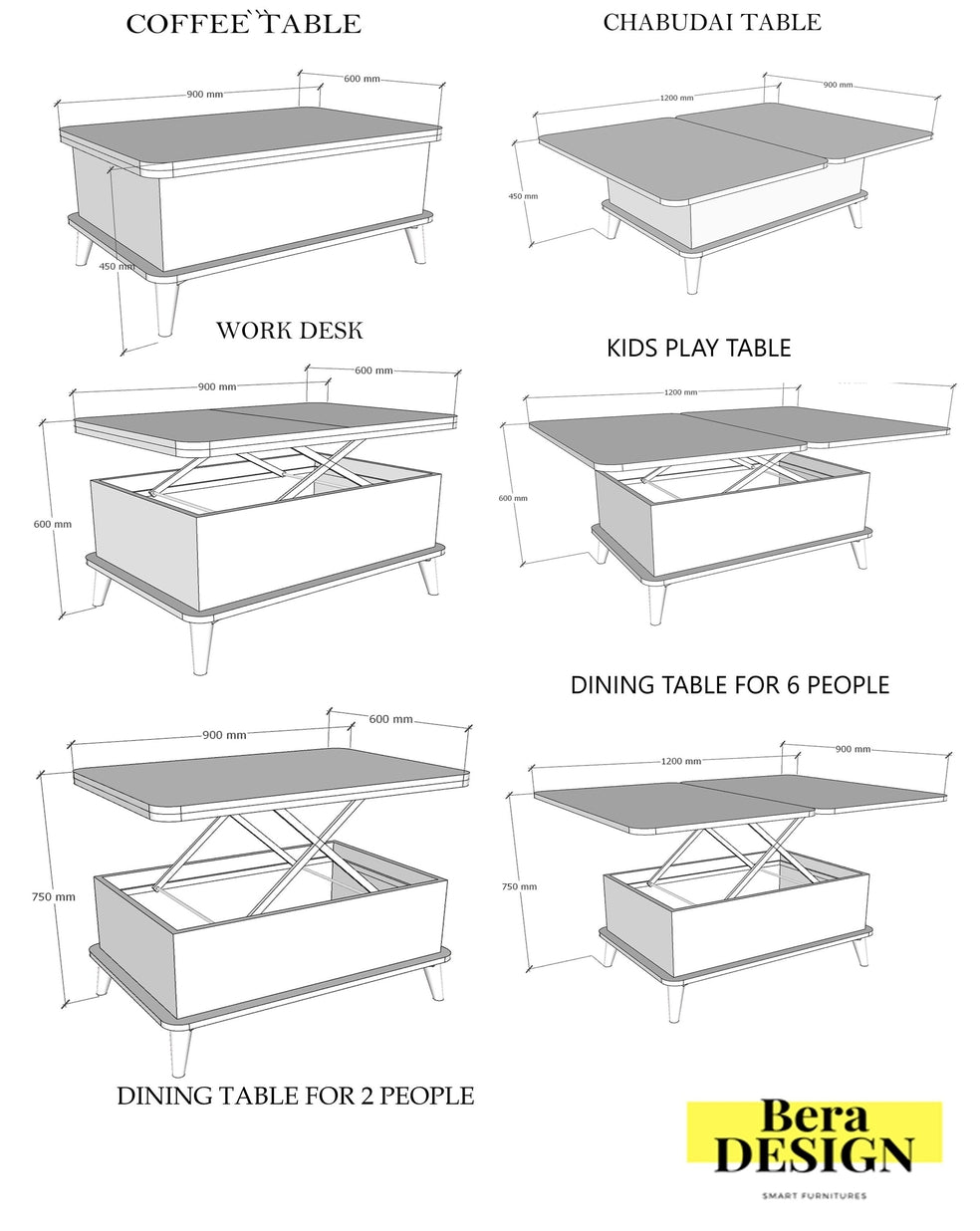 Magic Walnut Extendable Coffee / Dining Table Lift Top Table