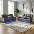 Berlin Fabric Electric Recliner Sofa 3+2 Seater Grey-USB Ports , Led Lights , Cup Holders