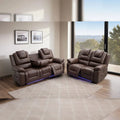 Oxford Leather Electric Recliner Sofa 3+2 Seater with Cup Holders , USB Charging Ports, LED Lights