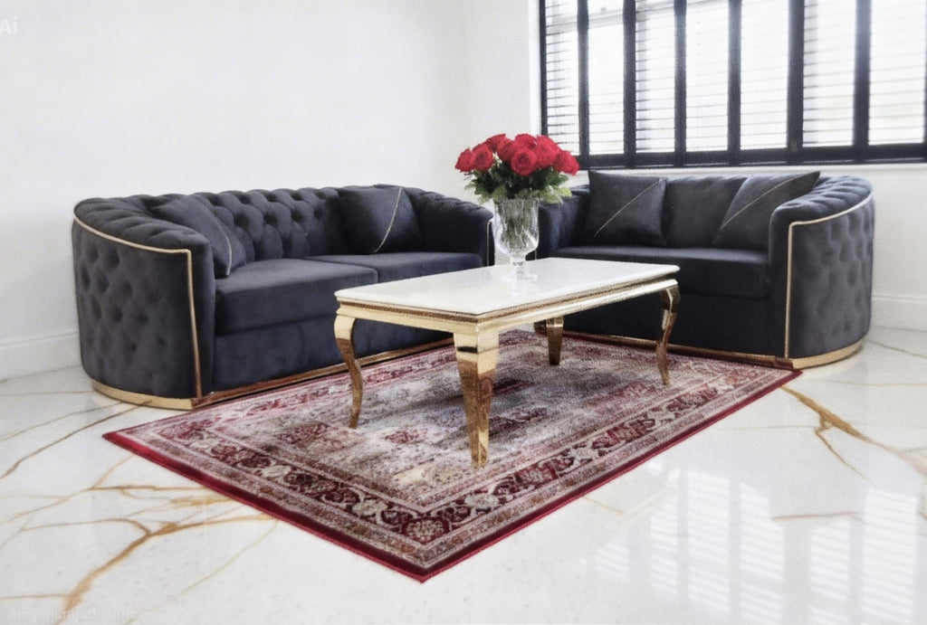 Toronto Chesterfield Plush Fabric 3+2 Seater & Corner Sofas