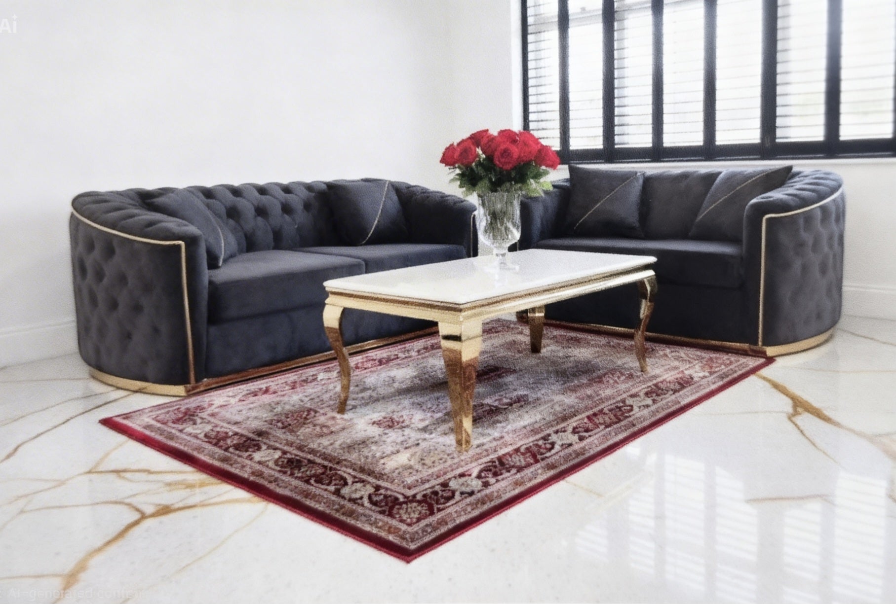 Toronto Chesterfield Plush Fabric 3+2 Seater & Corner Sofas