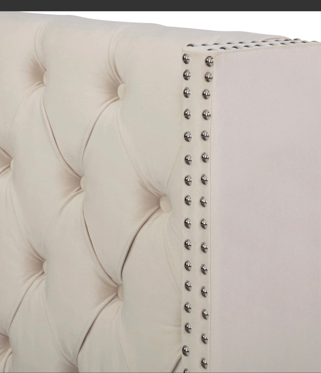 Velvet King Size Bed Frame with Wing Headboard and Lift Up Under Bed Storage
