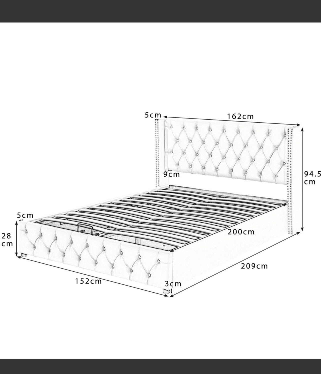 Velvet King Size Bed Frame with Wing Headboard and Lift Up Under Bed Storage