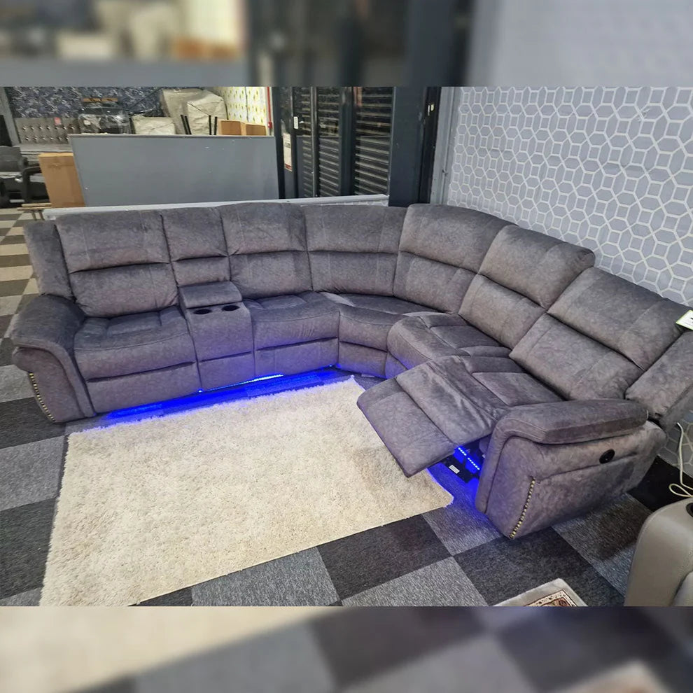 Berlin Electric Recliner Corner Sofa Micro Fibre Fabric