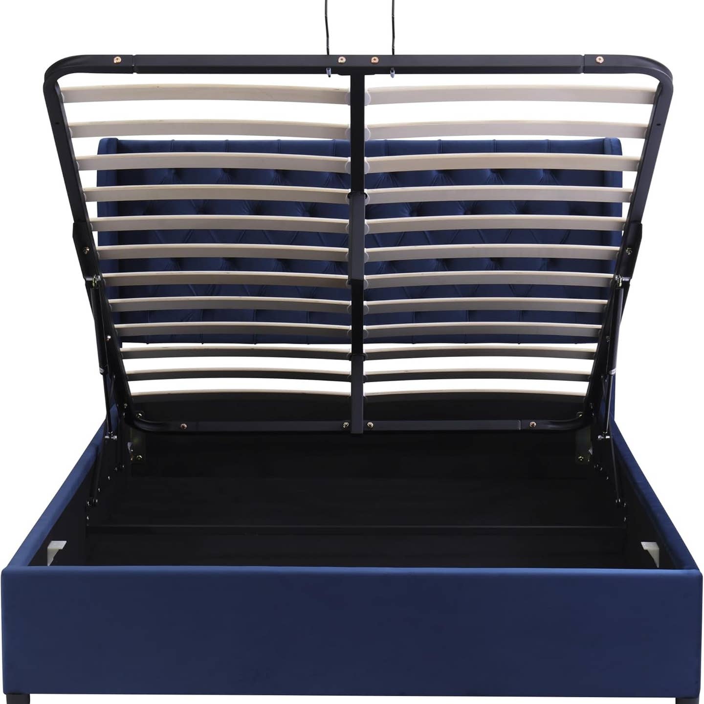 Velvet Upholstered Ottoman Double Bed Frame with Lift Up Storage