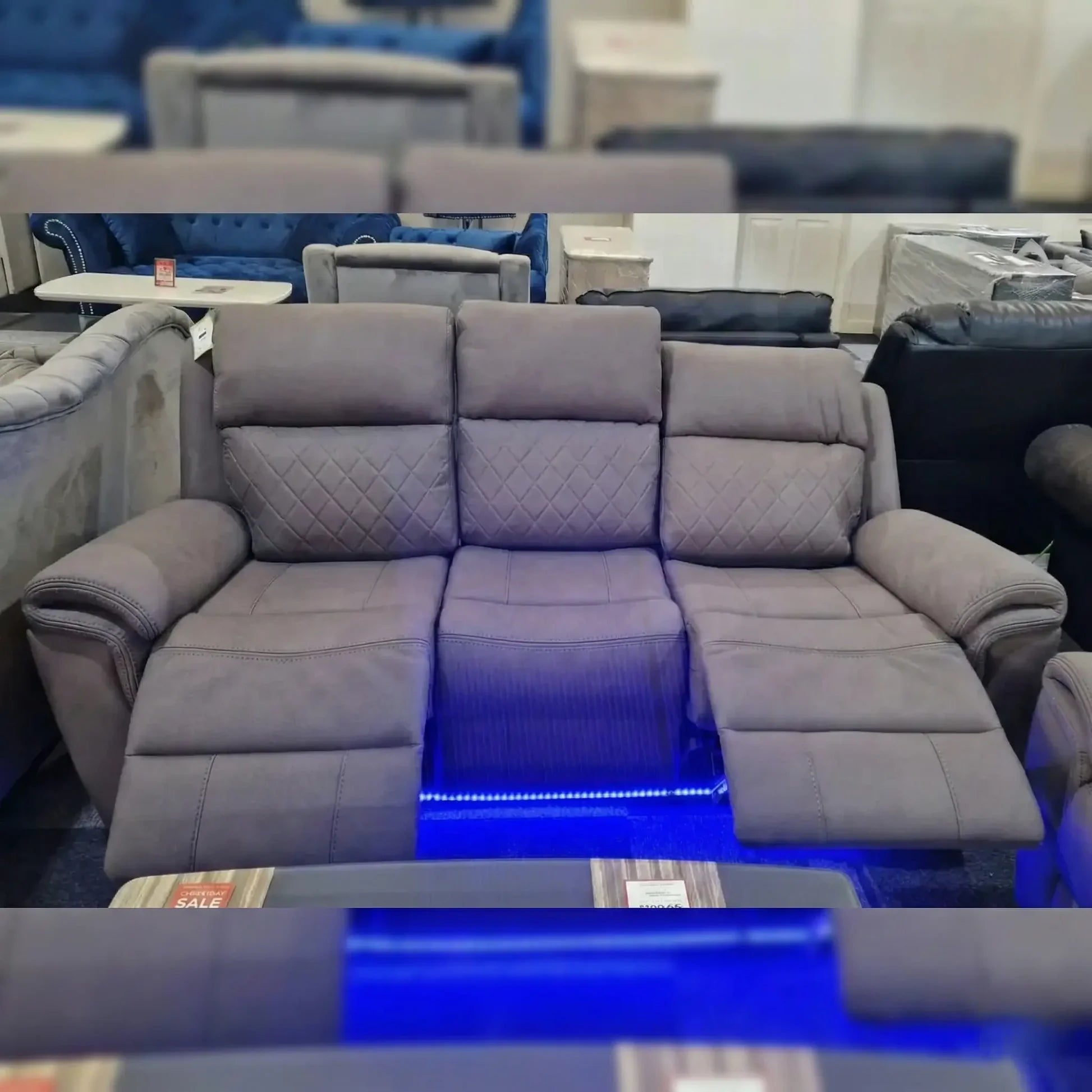 Florence Electric Fabric Recliner 3+2 Dark Grey - USB - LED LIGHTS