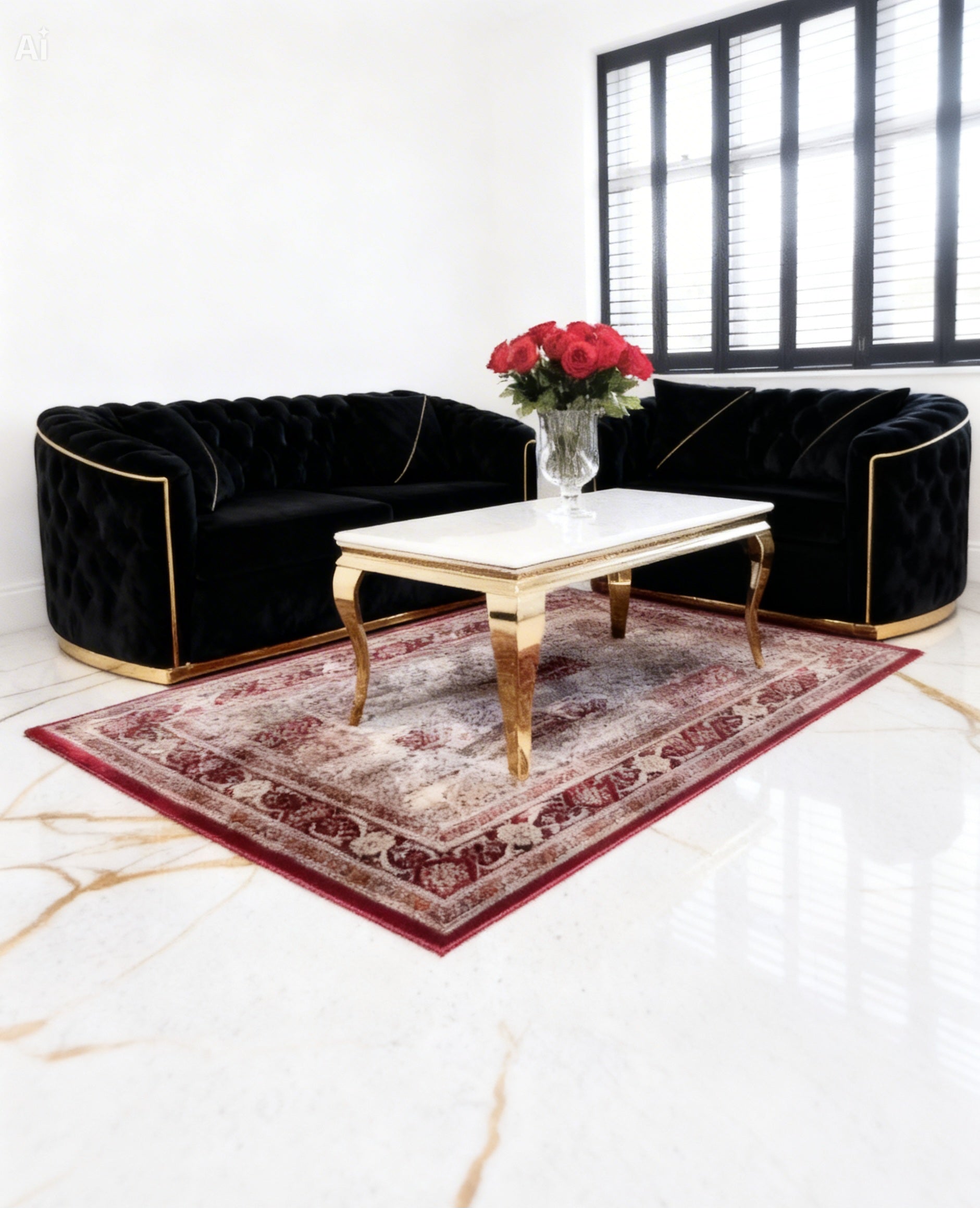 Toronto Chesterfield Plush Fabric 3+2 Seater & Corner Sofas