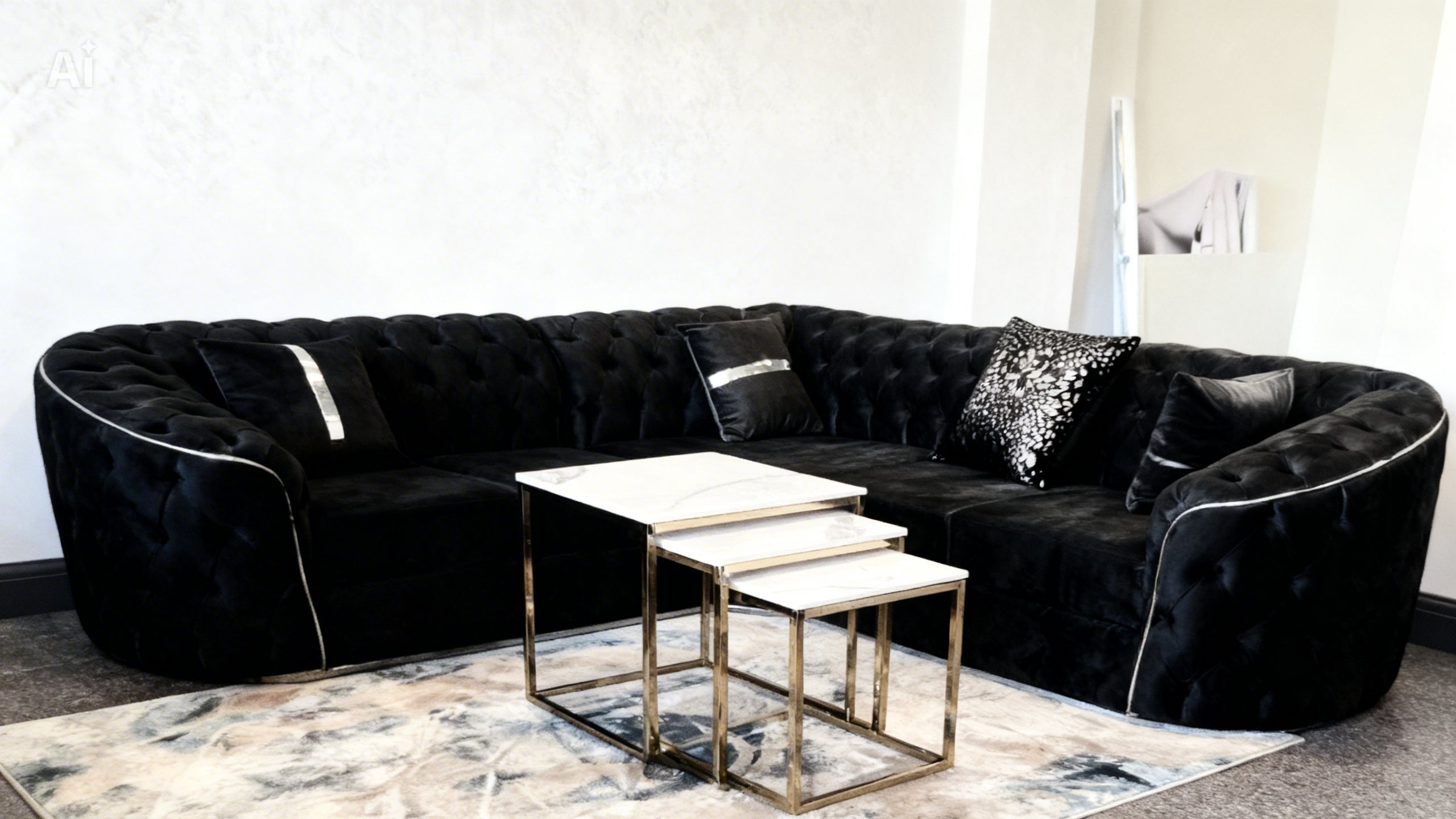 Toronto Chesterfield Plush Fabric 3+2 Seater & Corner Sofas