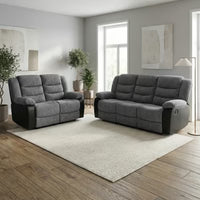 Rio Jumbo cord 3+2 recliner in black and grey
