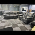 Sara Leather Electric Recliner Sofa 3+2 Seater Grey /LED Lights/USB Ports/Cup Holders